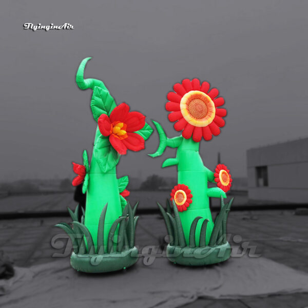 red-inflatable-flower-plant-tree-sunflower-with-green-stems