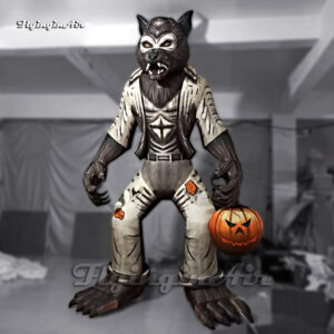 halloween inflatable werewolf with a pumpkin head