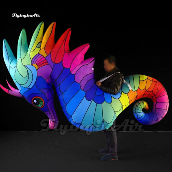 colorful walking inflatable seahorse costume for parade show