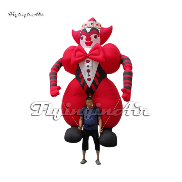 red walking inflatable clown puppet blow up jester