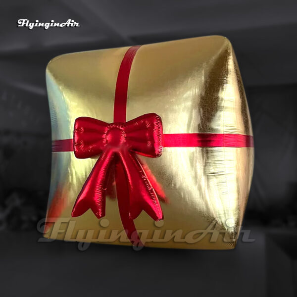 golden large inflatable christmas gift box
