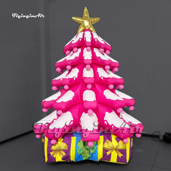 pink inflatable christmas tree with ornaments