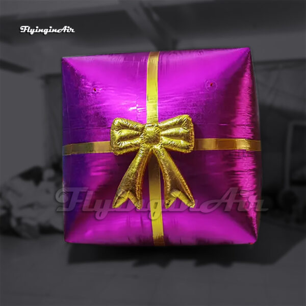 purple large inflatable christmas gift box