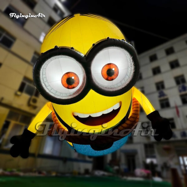 hanging giant inflatable minion cartoon character with led light