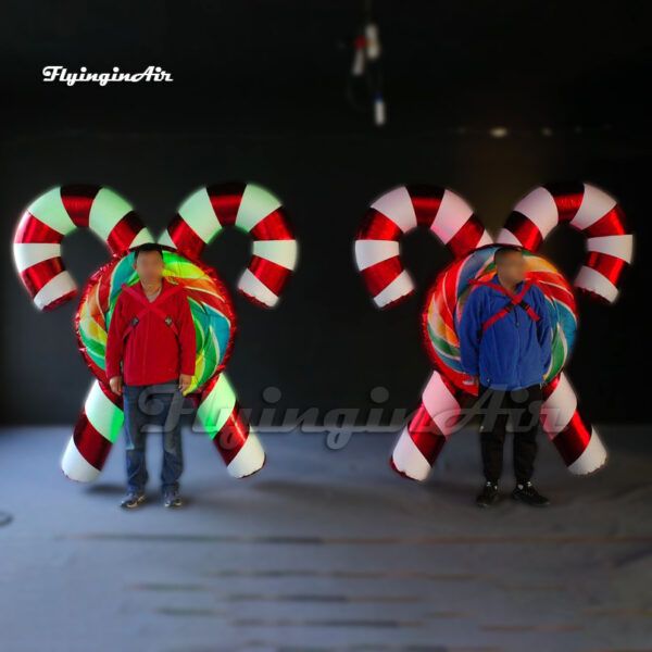 shiny walking inflatable candy cane christmas parade costume