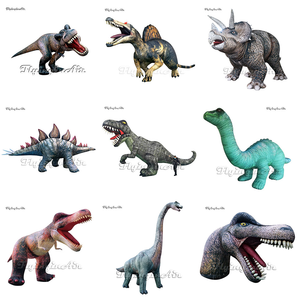 giant inflatable dinosaurs tyrannosaurus rex, brachiosaurus, Triceratops, stegosaurus