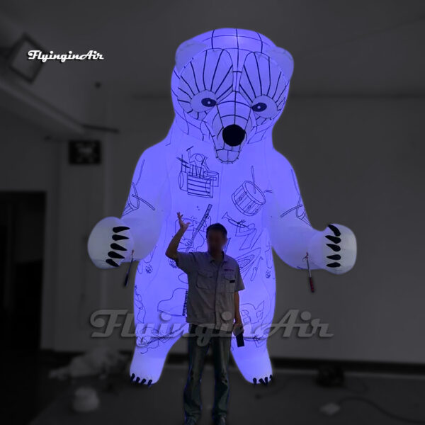 parade performance inflatable polar bear puppet with led light