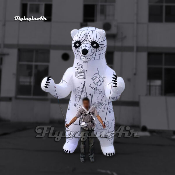 white walking inflatable polar bear for parade show