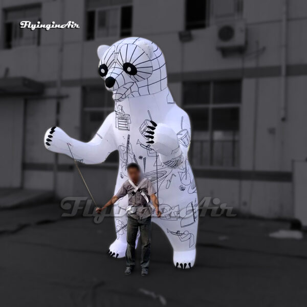 parade performance walking inflatable polar bear puppet