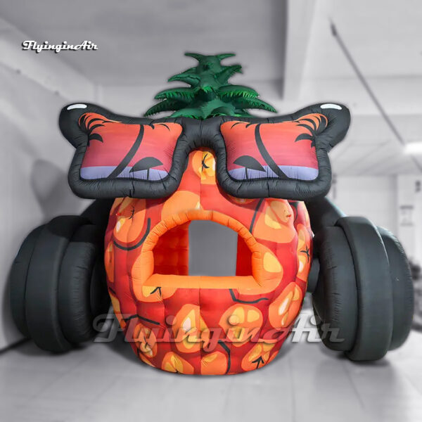 4m large inflatable pineapple dj booth with headphone and sunglasses