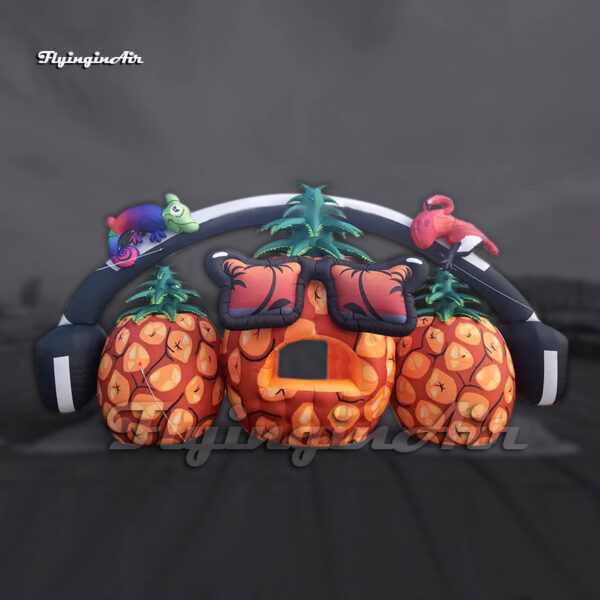outdoor large inflatable pineapple dj booth with a headphone for carnival stage decoration
