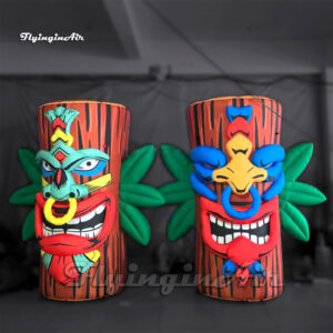 large inflatable tiki totem poles mask statue replica for party