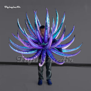 purple shiny inflatable costume with spines1