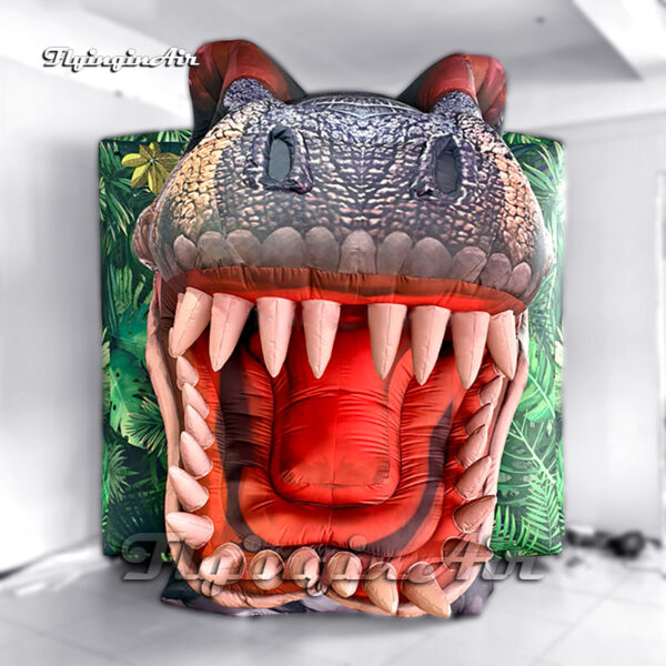 giant inflatable dinosaur wall with a tyrannosaurus rex head3