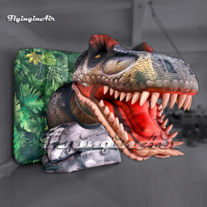 giant inflatable dinosaur wall with a tyrannosaurus rex head1