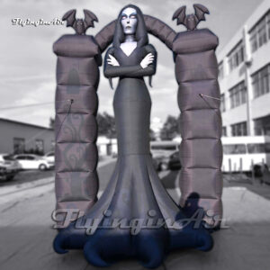 black giant inflatable hag witch model with a gate for halloween1