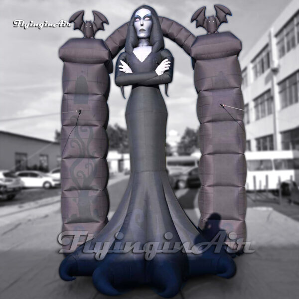 black giant inflatable hag witch model with a gate for halloween1