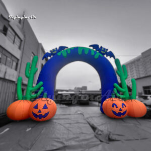 blue large inflatable halloween arch with pumpkin1