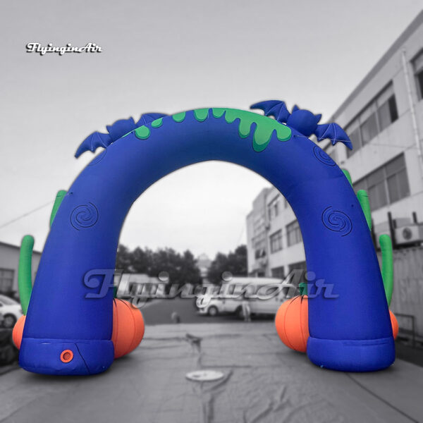 blue large inflatable halloween arch with pumpkin2