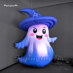 3m Amazing Cute Giant Inflatable Ghost Cartoon With A Hat For Halloween Entrance Decoration