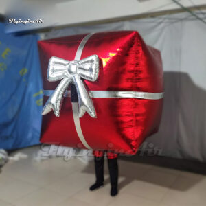 red wearable inflatable christmas gift box costume for parade show
