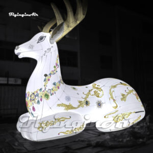 Christmas animal model white inflatable reindeer with led light for yard decoration