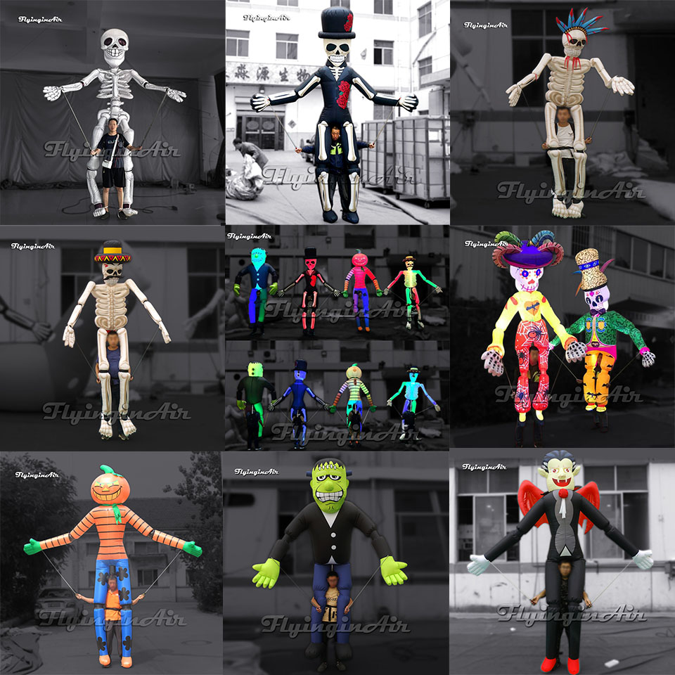 Halloween parade performance inflatable skeleton puppets