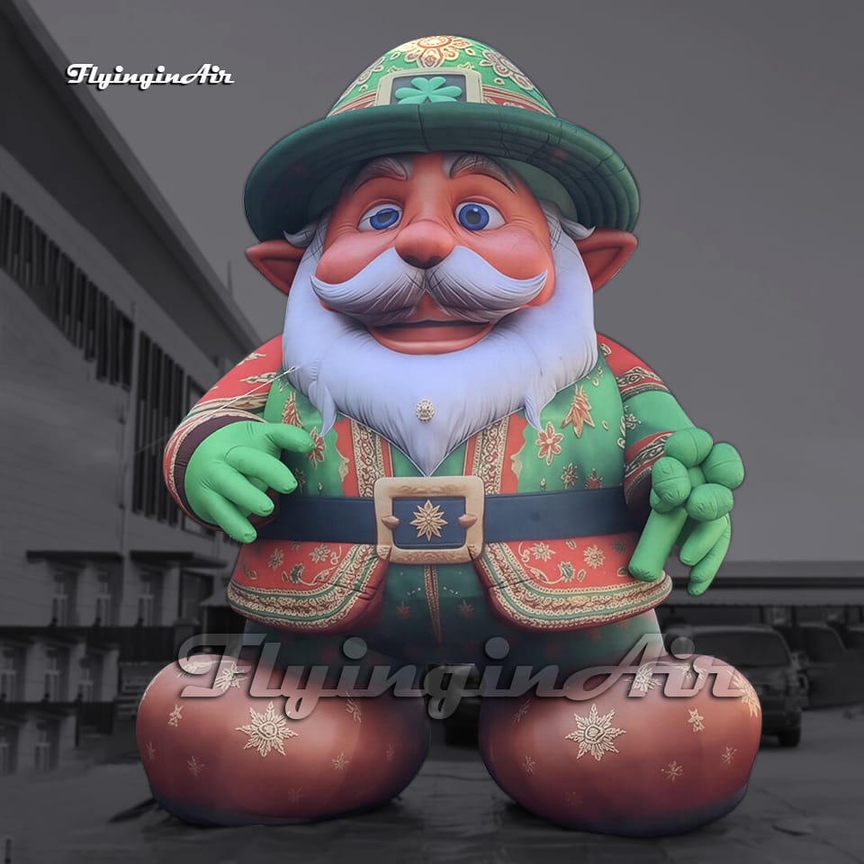 green Christmas gnome giant elf inflatable dwarf cartoon character