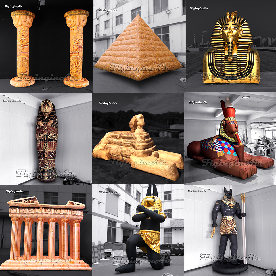 Ancient Egyptian Art Inflatable Pyramid, Sphinx, Temple Stone Pillar, Mummy, Anubis, Totem Pole, Pharaoh Statue Replica
