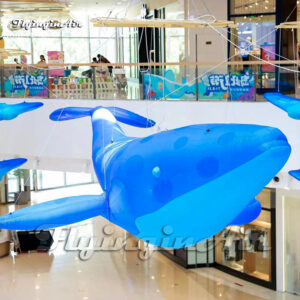 hanging giant inflatable blue whale for shopping center decoration