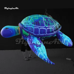 customized hanging blue giant inflatable sea turtle balloon with led light