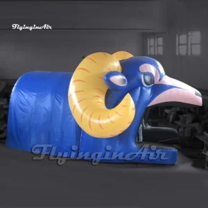 customized football mascot goat head inflatable ram tunnel