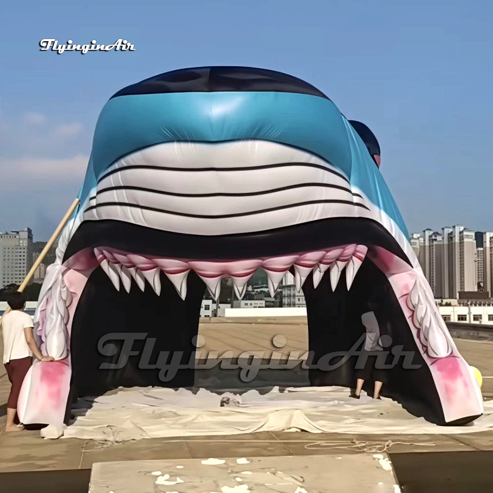 customized giant inflatable shark head tunnel football player entrance