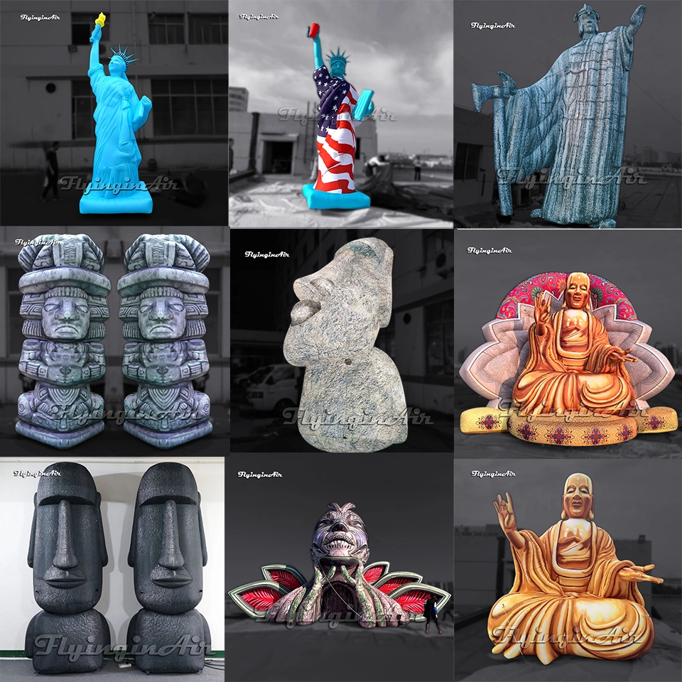 inflatable replica of stone statue, Moai, Buddha, liberty of statue, goddess