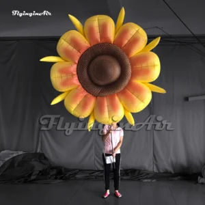 parade performance holding inflatable flower puppet