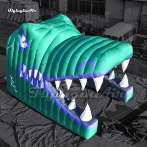 customized green giant inflatable dinosaur head tunnel Tyrannosaurus rex head passage