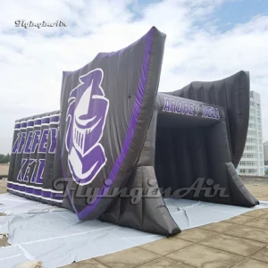 customizable giant inflatable football tunnel with Knight Shield for high school games