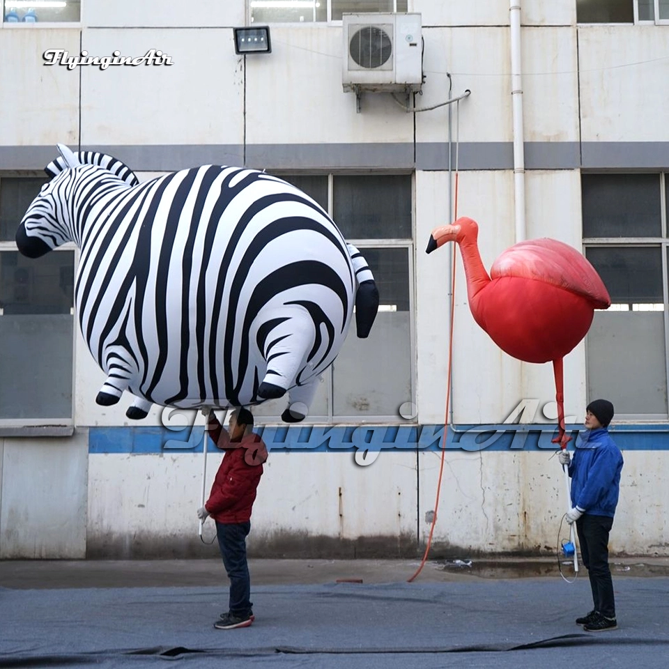 2m/3m Cute Walking Parade Animal Balloon Holding Inflatable Giraffe, Leopard, Zebra, Flamingo, Crocodile Puppet - Image 5