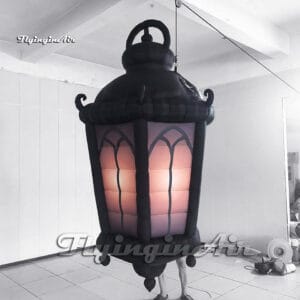 3m Giant Inflatable Vintage Lantern with Gothic Arch Patterns and LED Glow for Halloween Haunted House and Magic Party Hanging Decoration