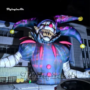 Giant Inflatable Creepy Jester Clown with Sharp Teeth, Bloody Hands and Bandaged Arms for Halloween Haunted House Decoration