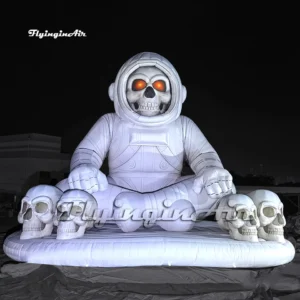 si-fi Halloween yard decoration giant inflatable skeleton astronaut sitting on skulls