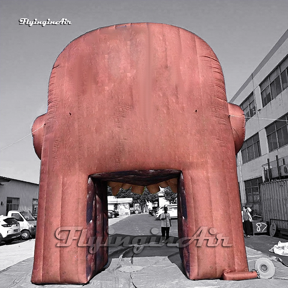 giant inflatable bloody clown mouth tunnel halloween entrance gate