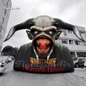 Halloween haunted house entrance 6m giant inflatable demon monster with horns