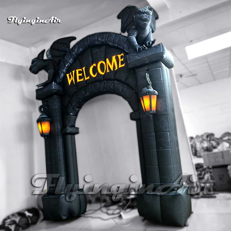 spooky haunted party entrance gate inflatable halloween Gargoyle castel gate