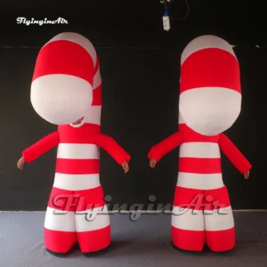 Giant 8FT 2.5M Wearable Inflatable Candy Cane Costume with Red and White Stripes for Christmas Parade and Holiday Party