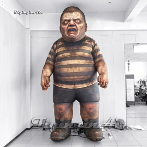13ft Giant Halloween zombie Inflatable Wrong Turn Hillbilly Mutant with Striped Shirt and Red Eyes for Yard Decor