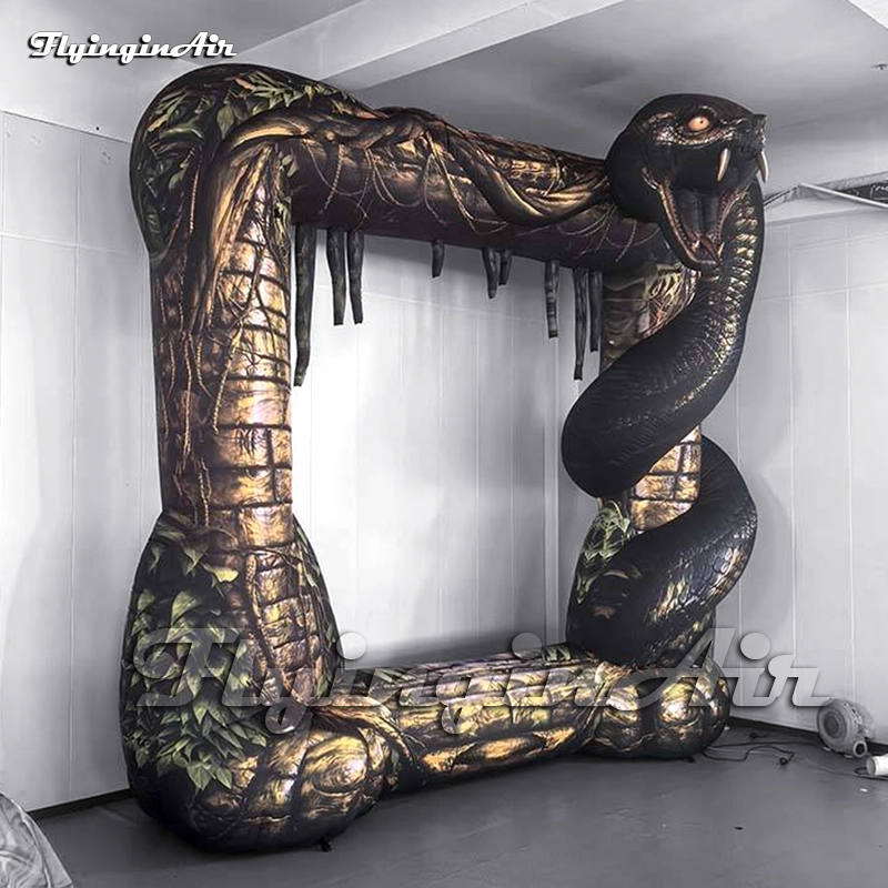 Giant Inflatable tree trunk frame entwined with serpent for jungle party and halloween wall decoration