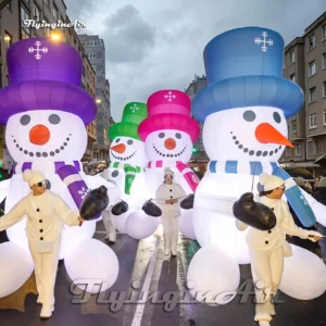 Huge Wearable Inflatable Snowman with Striped Scarf, Carrot Nose and Black Mittens for Holiday Costume Fun