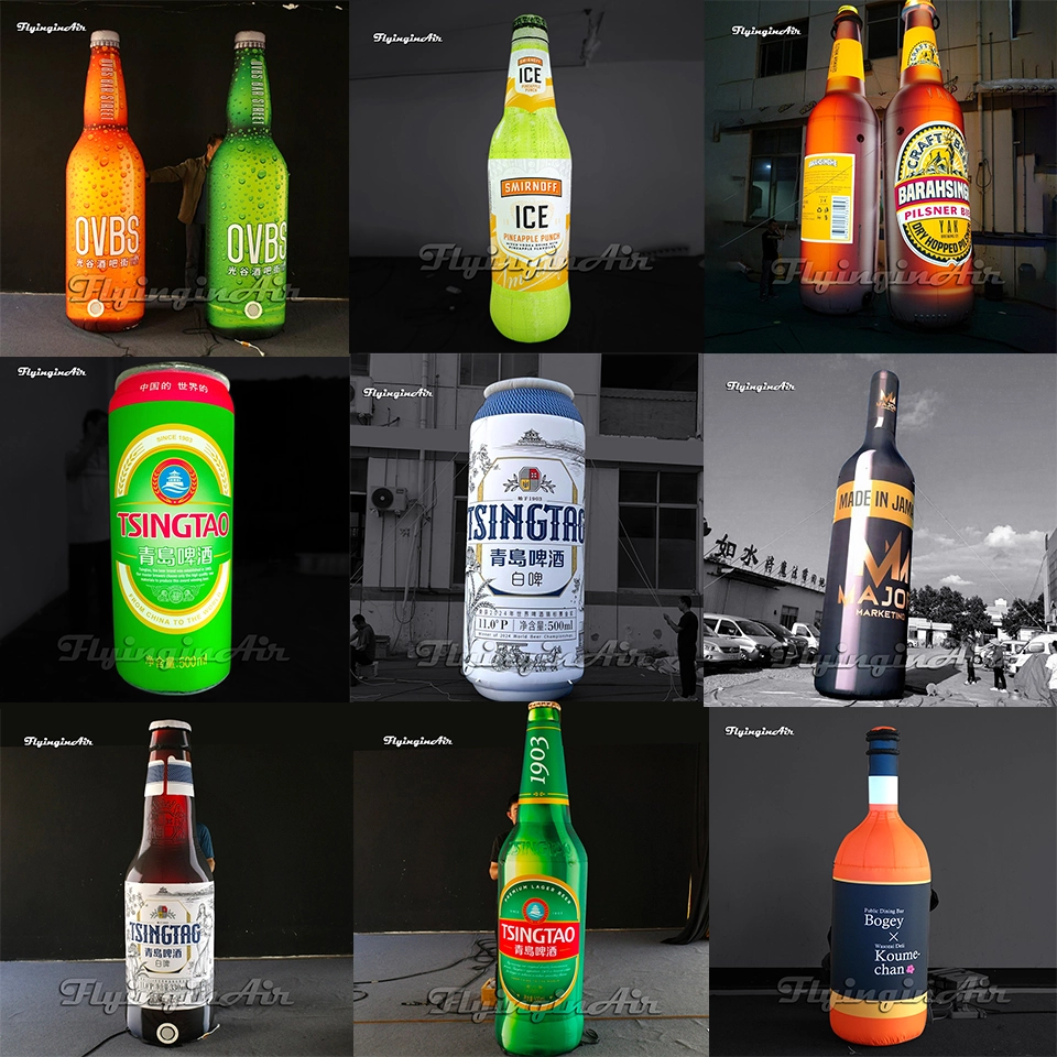 multi-style custom giant inflatable wine bottle model and beer can replica for beer festival event