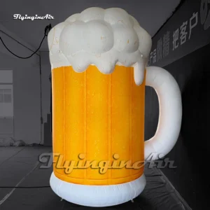 Front view of a giant 3m inflatable blank beer mug with realistic 3D foam and a large white handle, ideal for bar promotions and custom branding.